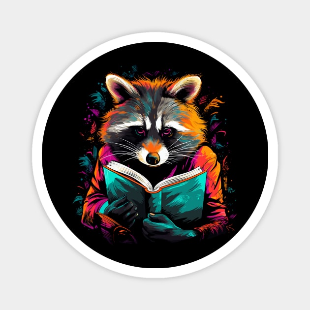 Raccoon Reads Book Magnet by JH Mart